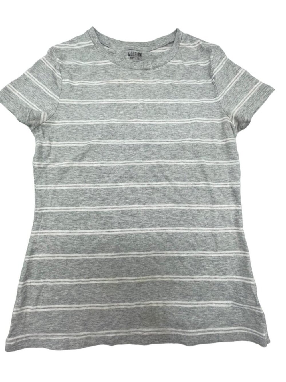 Mossimo supply co shirt strips since 1987 cotton blend grey white medium READ